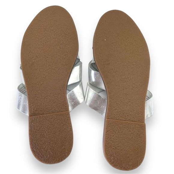 Madewell The Boardwalk Woven Slide Sandal Metallic Silver Leather Women’s Size 7 - Picture 15 of 16